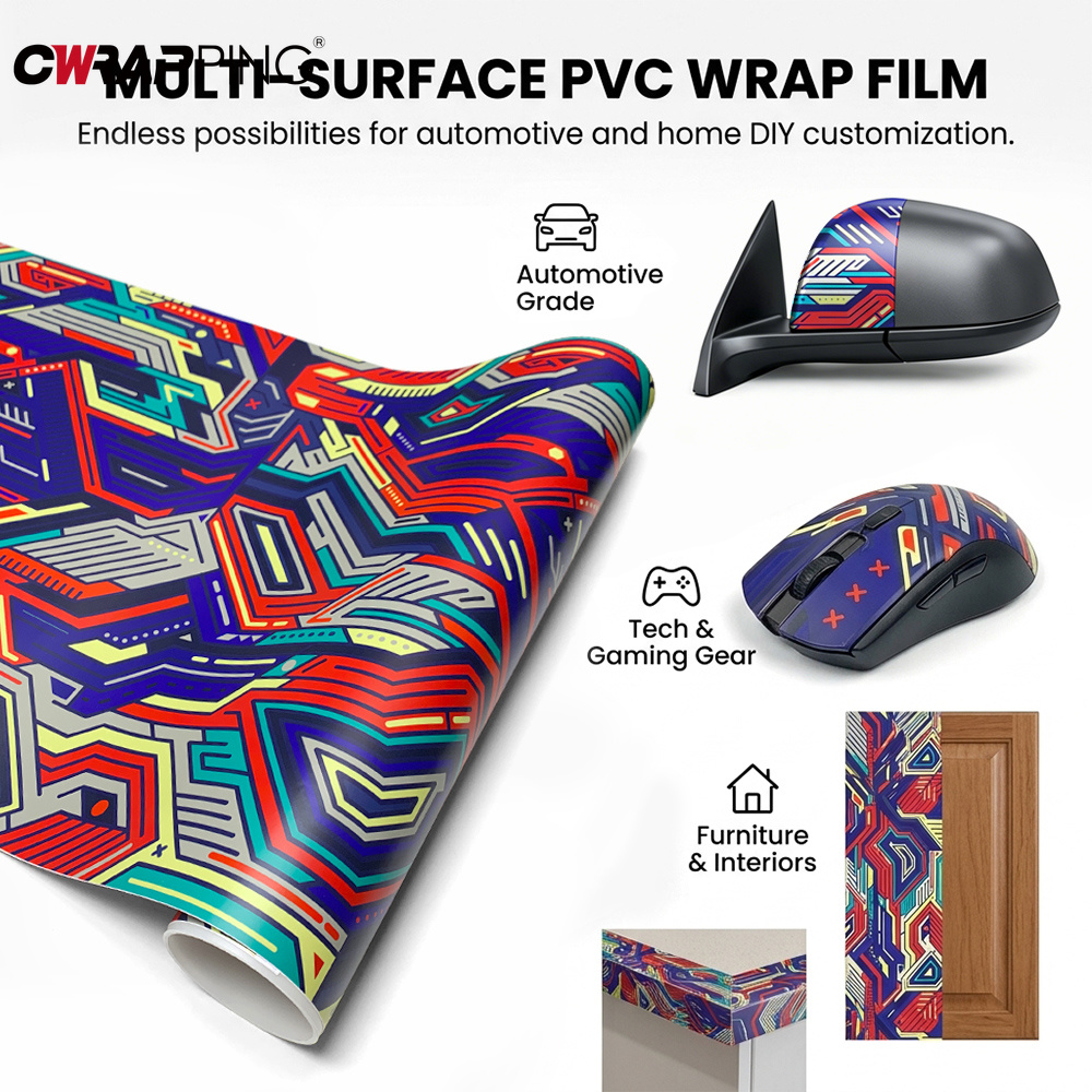 Accessories Tech Pack - ビニールラップフィルム レトロ サイバーテック カモフラージュ 撥油性 気泡なし