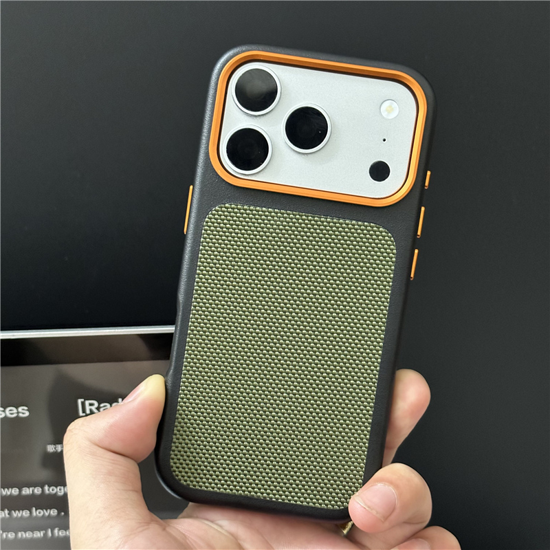 Tech Accessories Hard Case - 高級テック織りキャンバス磁気 PU レザーケース iPhone 17Pro 17Pro