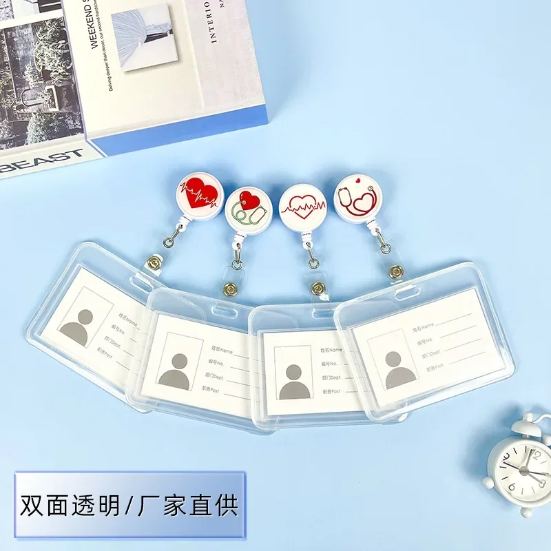 Xray Tech Accessories - 医師や看護師のための透明な胸のタグ,格子縞のカードセット,格納式バッジ,ストラップ,ポータブルキーホルダー