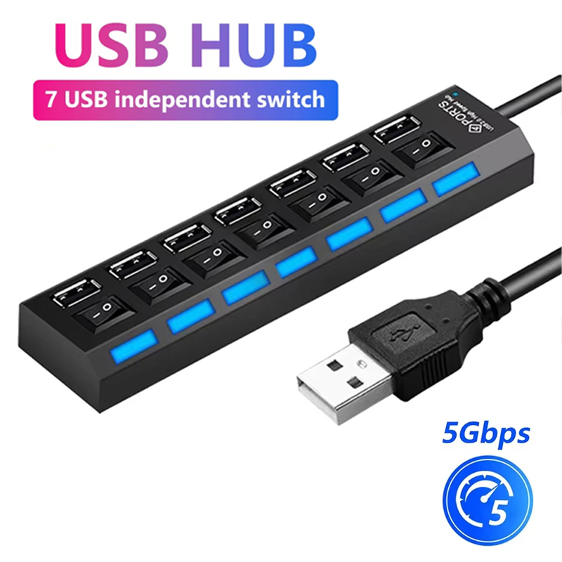 Usb Hub 7 Port - 7 ポート USB 2.0 ハブスプリッターラップトップコンピュータアクセサリー用 LED