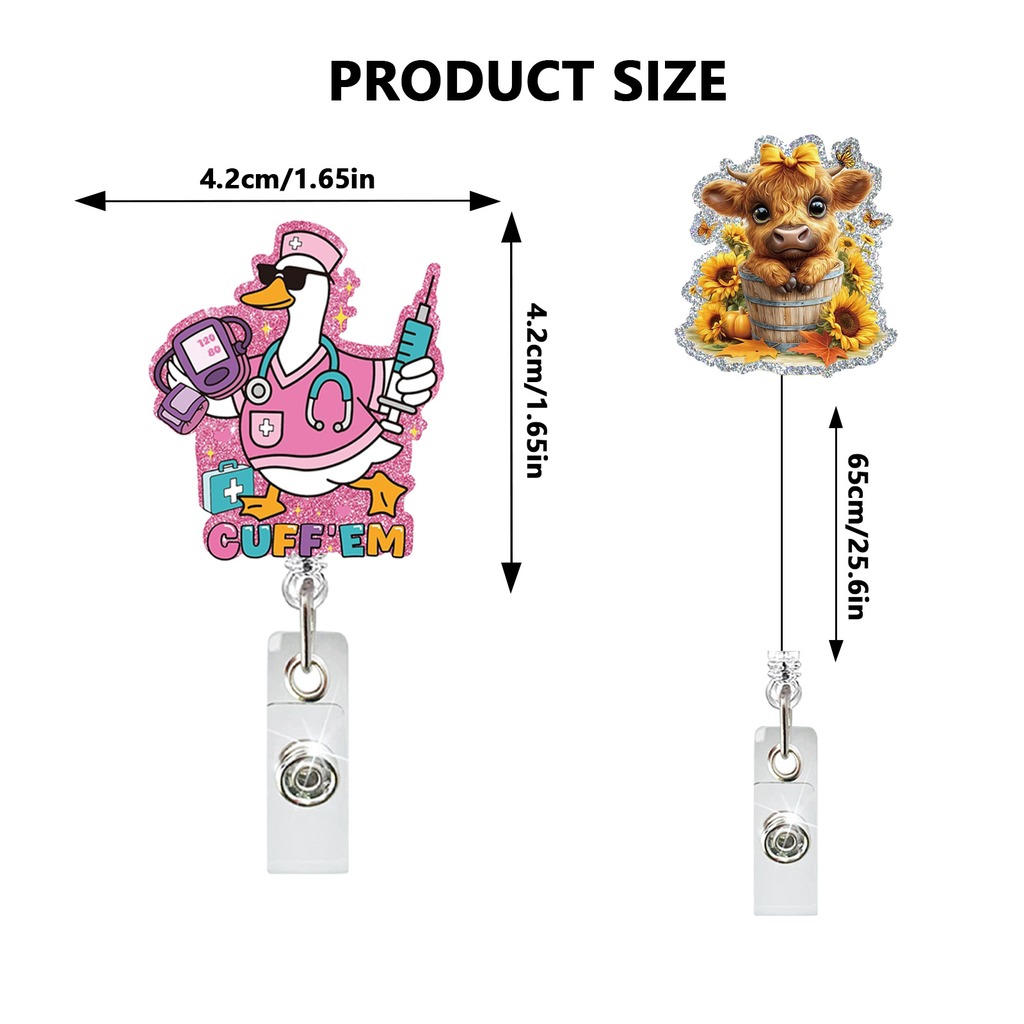 アクリル製格納式バッジリール メタルクリップ かわいい柄 仕 - Xray Tech Accessories のレビューと価格