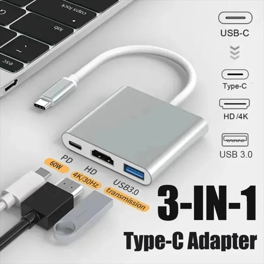 3-in-1 USB 3.0 ハブ USB-C to HDM - Usb Hub 7 Port のレビューと価格