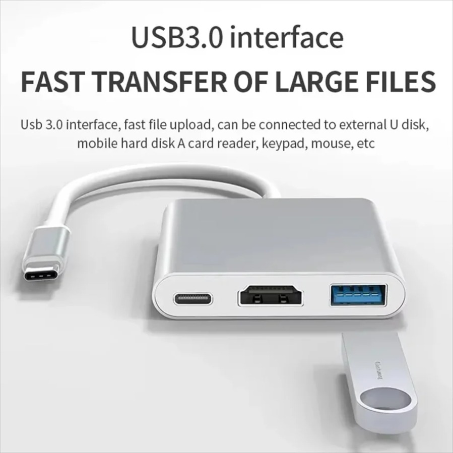 3-in-1 USB 3.0 ハブ USB-C to HDM - Usb Hub 7 Port のレビューと価格