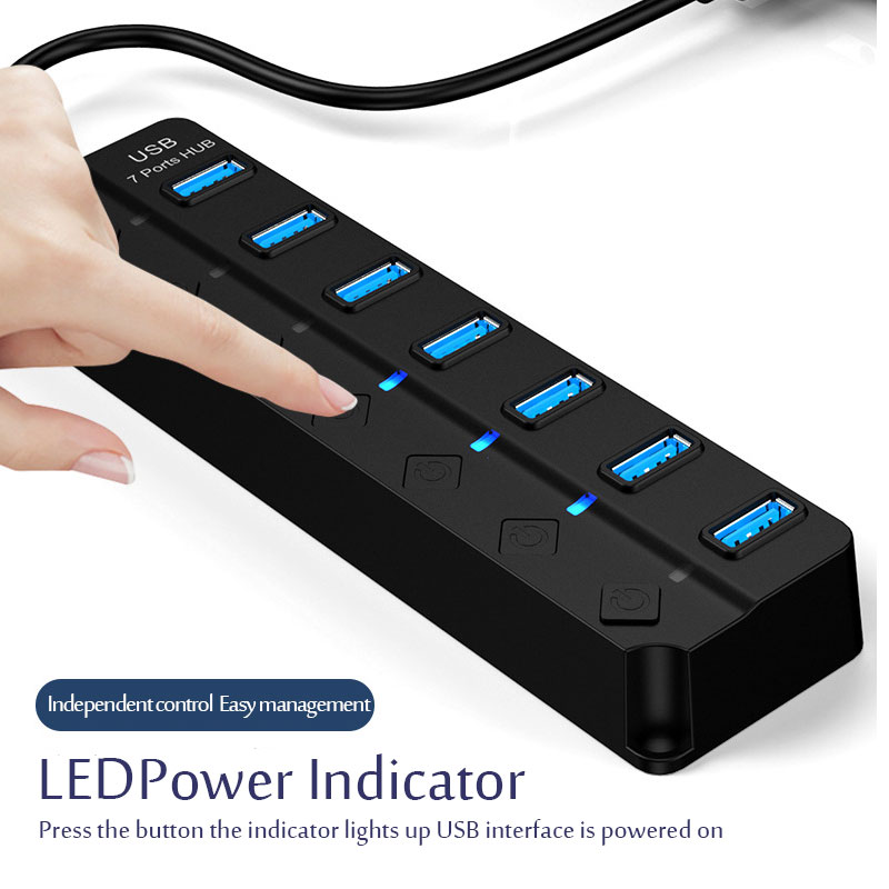 USB ハブ USB 3.0 電源アダプタ マルチ USB  - Usb Hub 7 Port のレビューと価格