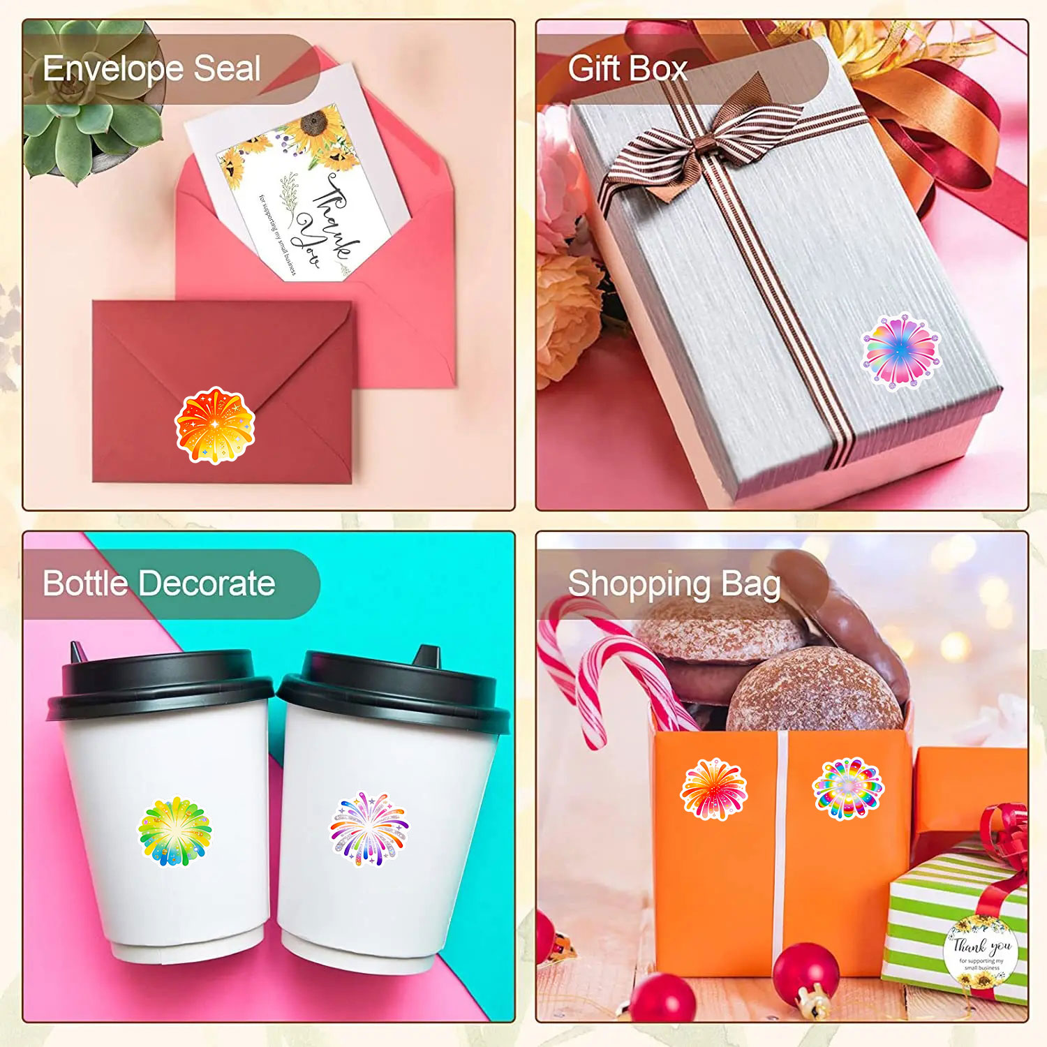 500 個漫画ブリリアント花火ステッカーロール 1 インチア - Tech Accessories To Gift のレビューと価格