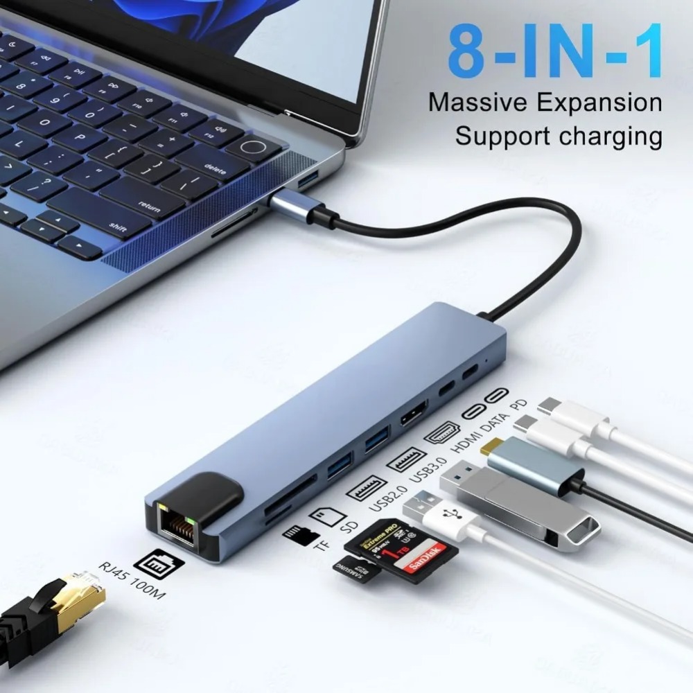 USB Cハブ 8/7 in 1 4K HDMIアダプタース - Usb Hub 7 Port のレビューと価格