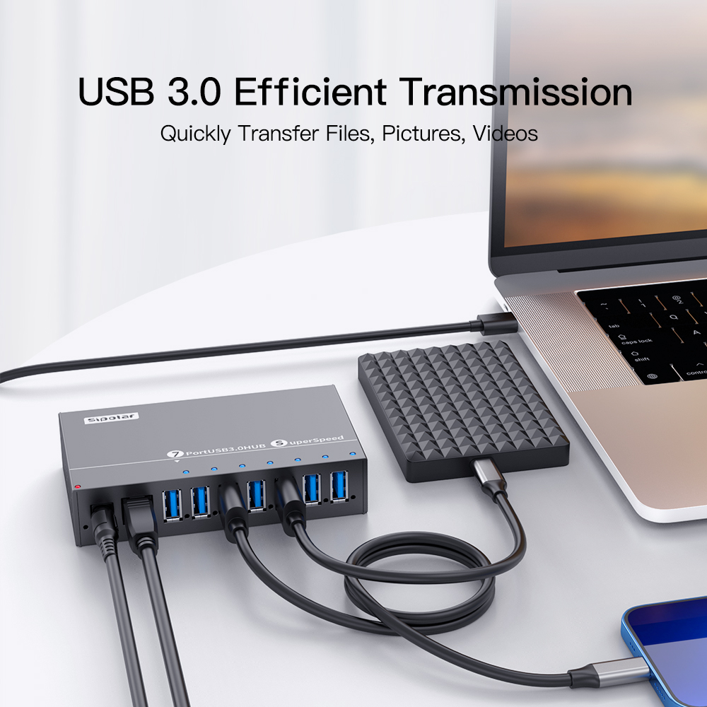 A-173 Sipolar 7ポートUSBハブ 36W急速充 - Usb Hub 7 Port のレビューと価格