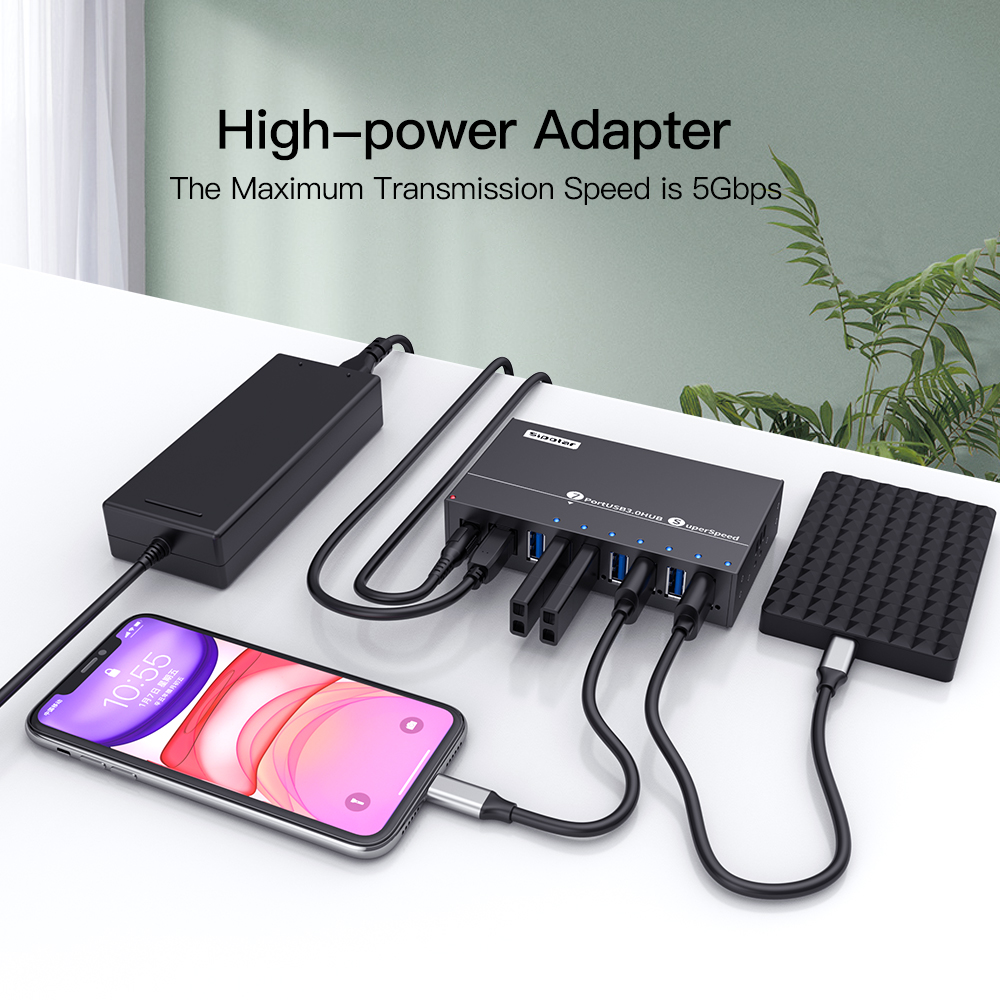 A-173 Sipolar 7ポートUSBハブ 36W急速充 - Usb Hub 7 Port のレビューと価格